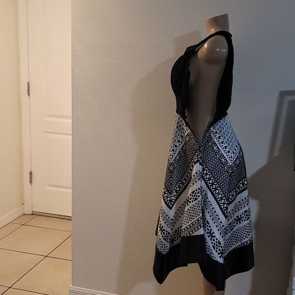 MELROSE HALTER NECKLINE COCKTAIL TWO-TONE WOMEN'S DRESS - Picture 11 of 15